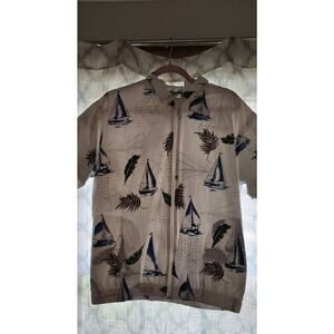 One of a Kind Retro Weekender Leisure Wear Zip Up Shirt Size Large